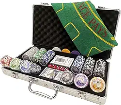 Kit Maleta de Poker 300 fichas numeradas baralho e dados