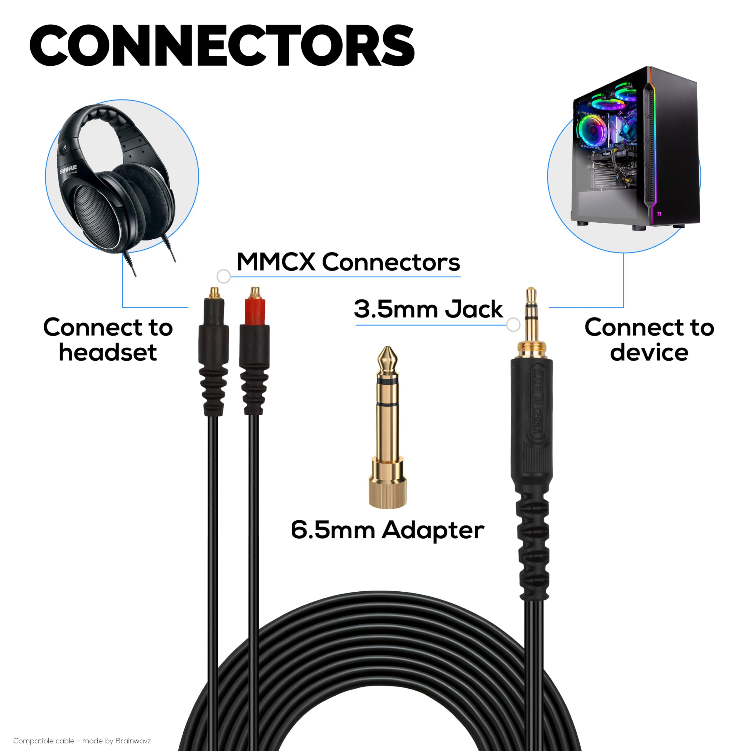 ヘッドホン mmcx Amazon | BRAINWAVZ 交換用オーディオケーブル Shure SRH1440、SRH1540