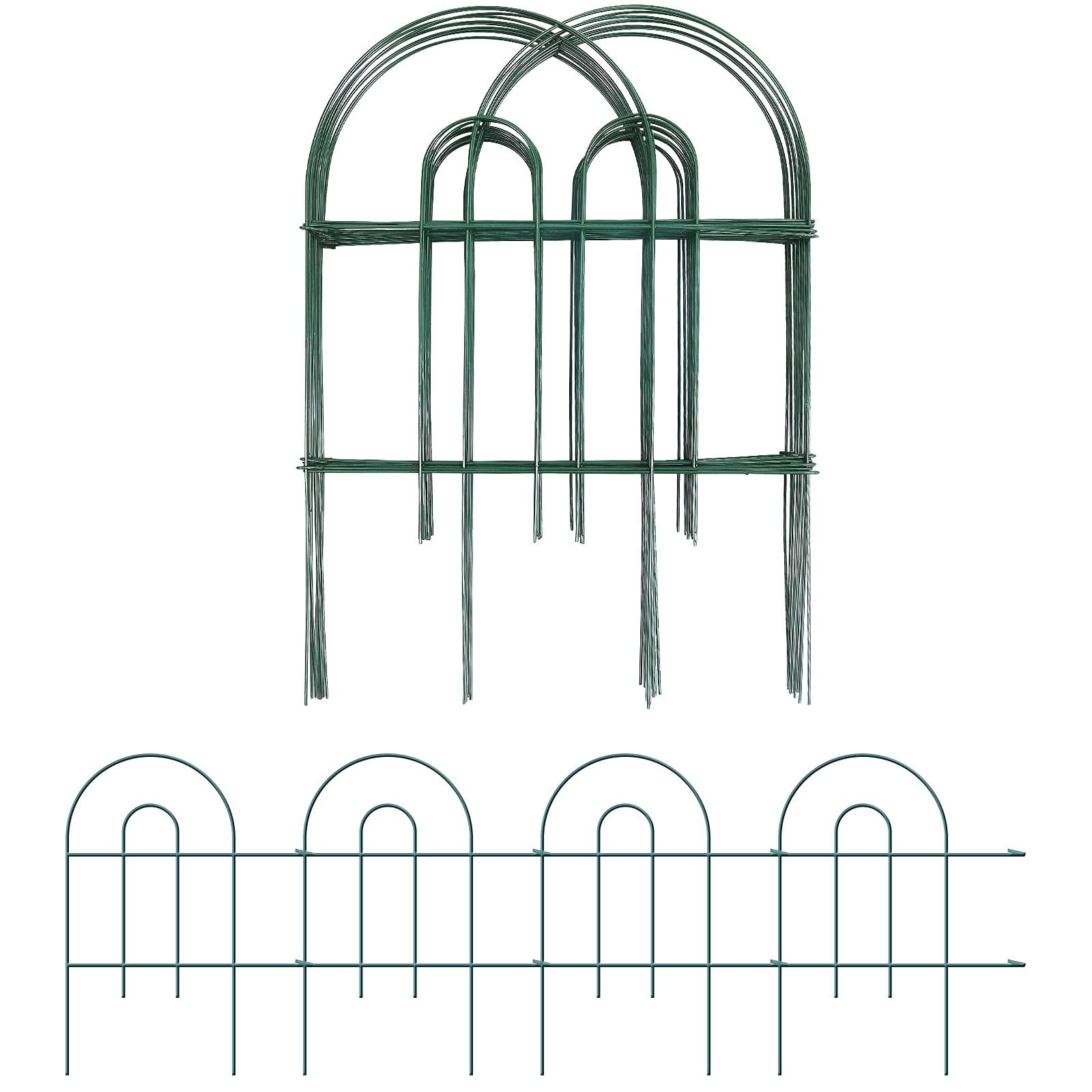 Buy AMAGABELI GARDEN & HOME Decorative Garden Fence 24 in x 35 ft Rustproof Green Iron Landscape