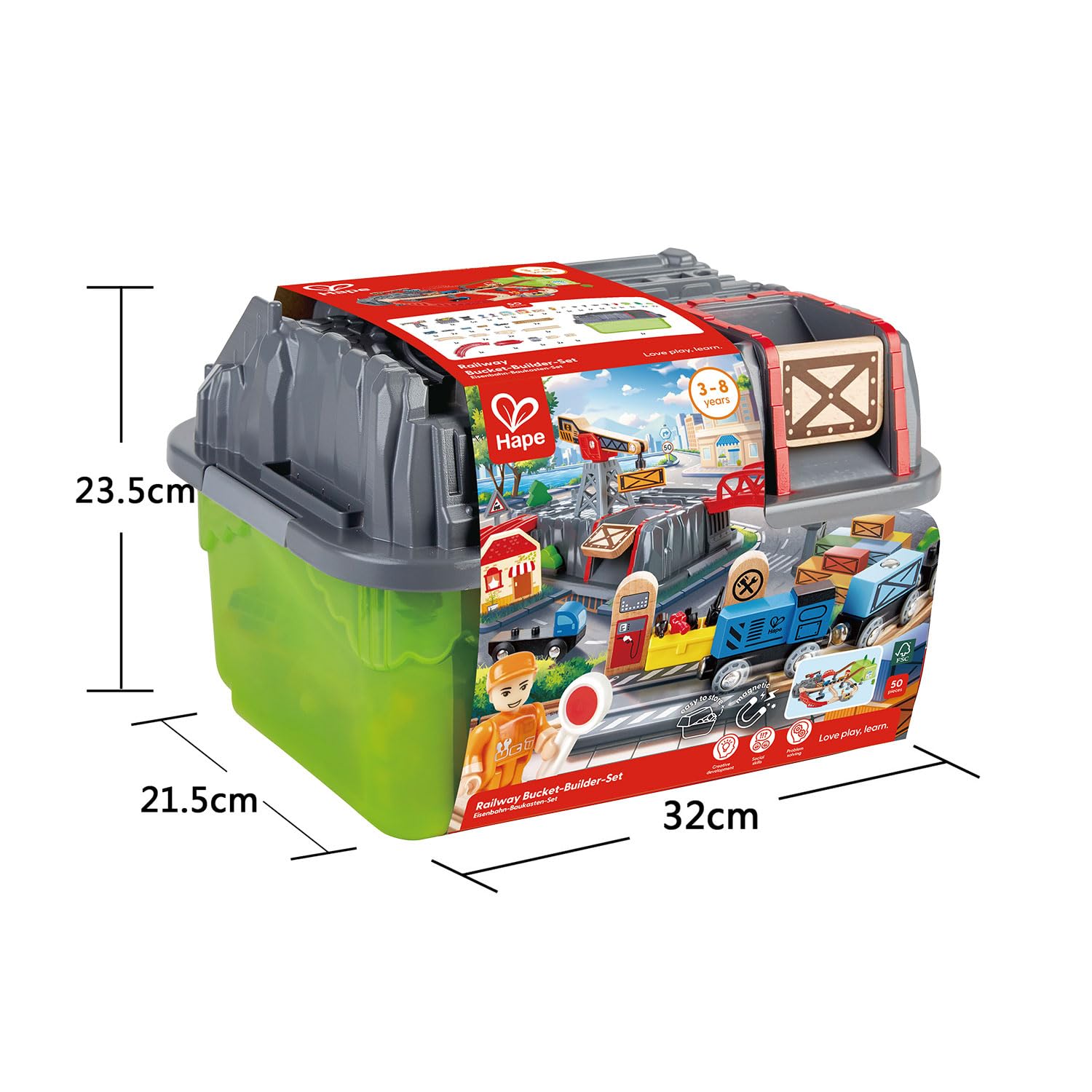 Amazon | Hape(ハペ) お片付けボックスレールセット E3764 3歳~ | 鉄道