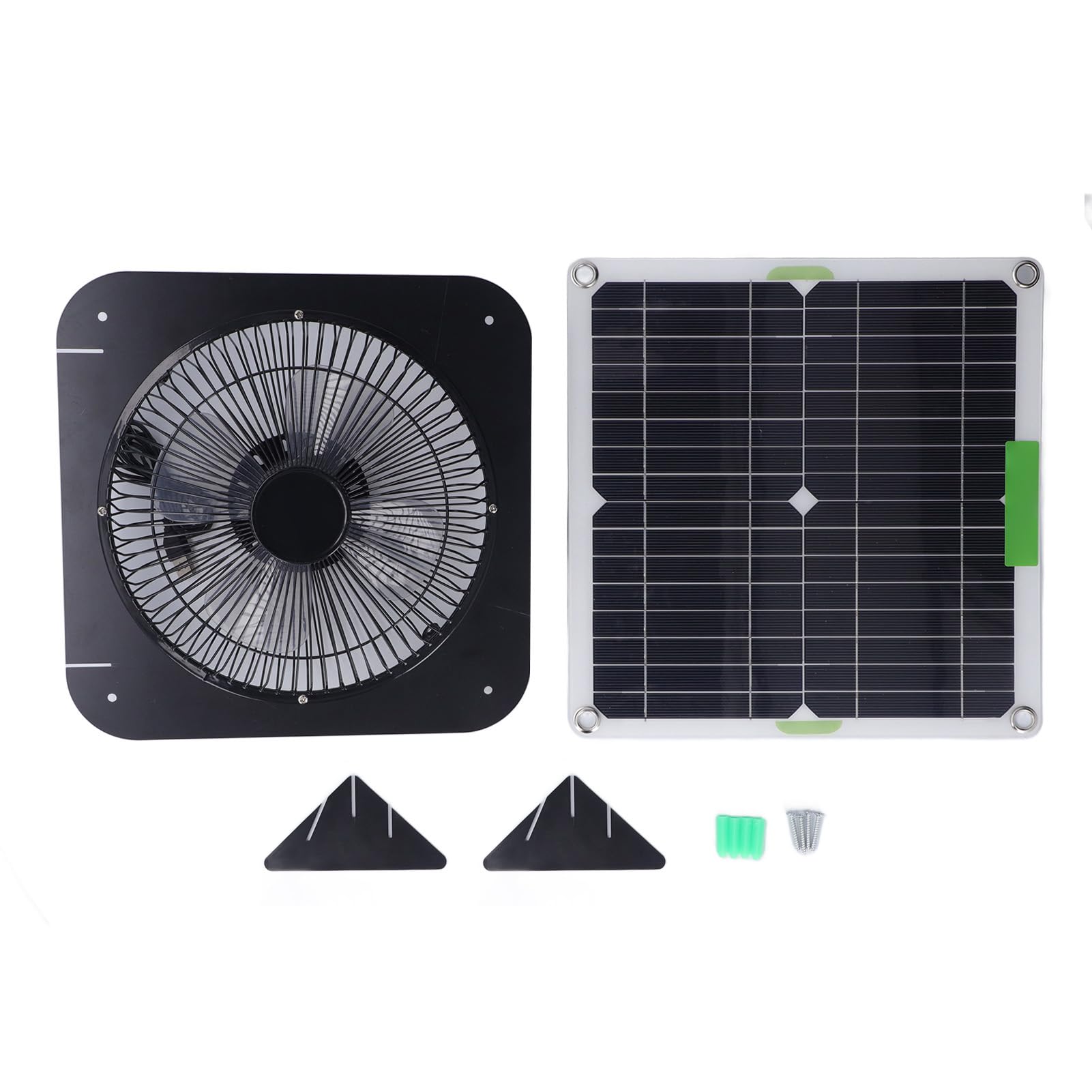 Fdit Panel Solar Monocristalino, Soporte con Ventilador de Aluminio de 10 | Salida de 100 W, Ventilación Silenciosa para Casas de Mascotas, USB/Tipo-C/DC