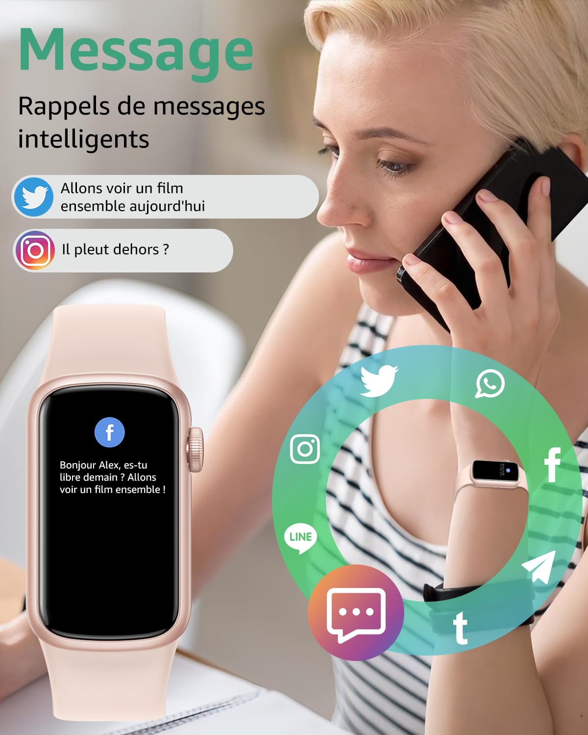 Montre Connectée Femme Homme, 1,47'' Smartwatch avec 137+ Modes Sportifs, Fitness Tracker avec Cardiofréquencemètre, Sommeil, Podomètre, Etanche IP68, Montre Intelligente pour Android iOS