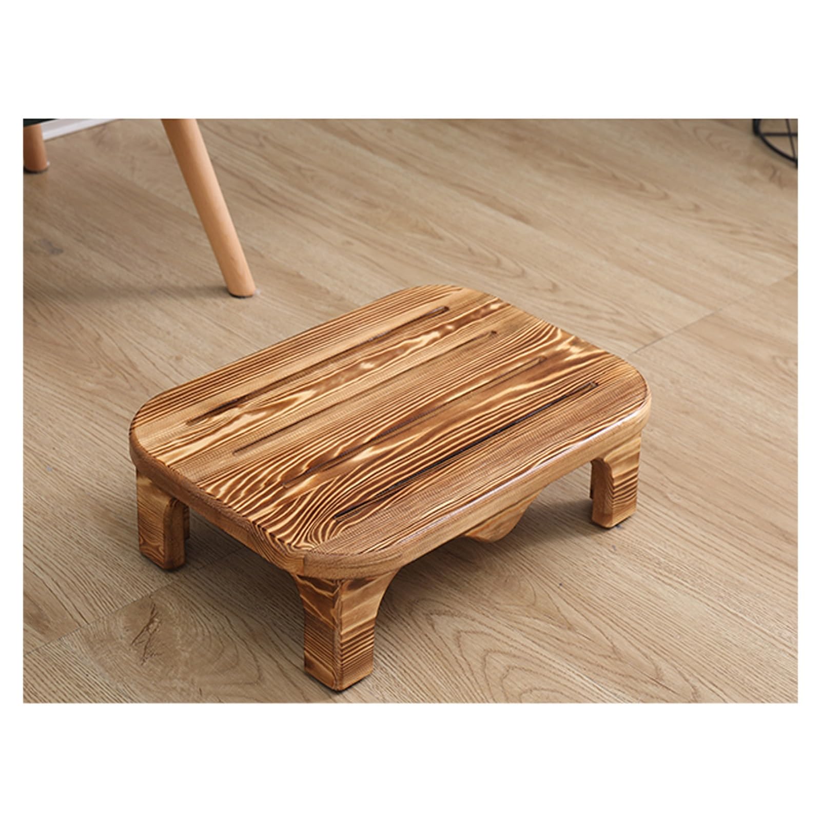 step stool, One Step Stool ，Solid Wood Material, Polished and Rounded, Non-Slip Foot Pads, Strong Load-Bearing Capacity(Burnt Color)