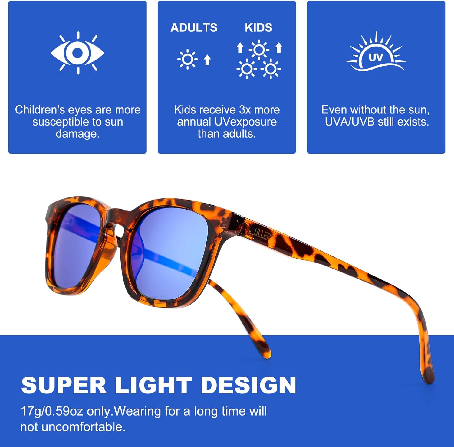 Kids Sunglasses- Retro 80s Polarized Sunglasses for Children Boys and Girls, A Tea Demi, One Size - Image 7