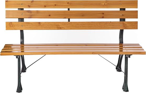 Gardenised Park Bench with Wooden Slats Seat and Backrest for 2 Persons Featuring Iron Frame and Legs - Perfect for Yard Patio Garden Balcony Deck Porch Playground and All Other Outdoor Spaces