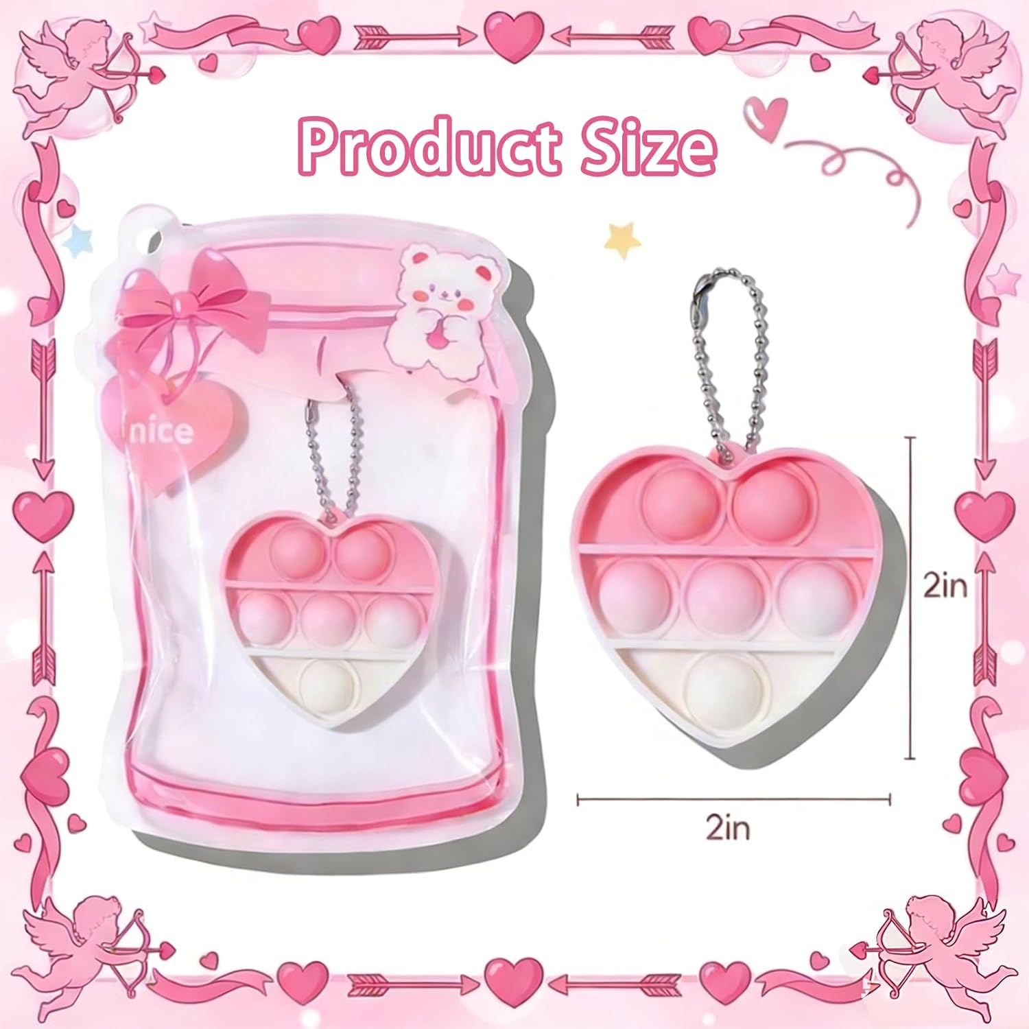 Heart Pop Fidget Toys with Card, 30 Pack Pop Fidget Toys Bulk Party Favors for Kids 4-8,8-12 Years, Easter Goodie Bags Stuffers Back to School Gifts for Students Classroom Prizes Sensory Toys