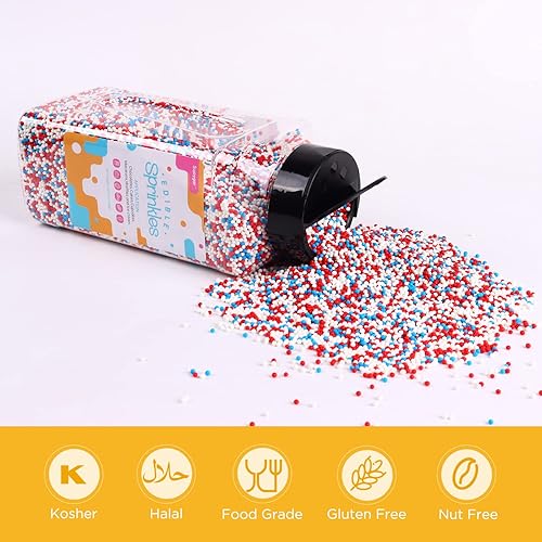 Miniatura 2 de Día de la Independencia 4 de julio, gránulos para pasteles, granel, 1.54 libras, grado alimenticio, Sujoygar, gránulos para decoración de pasteles,