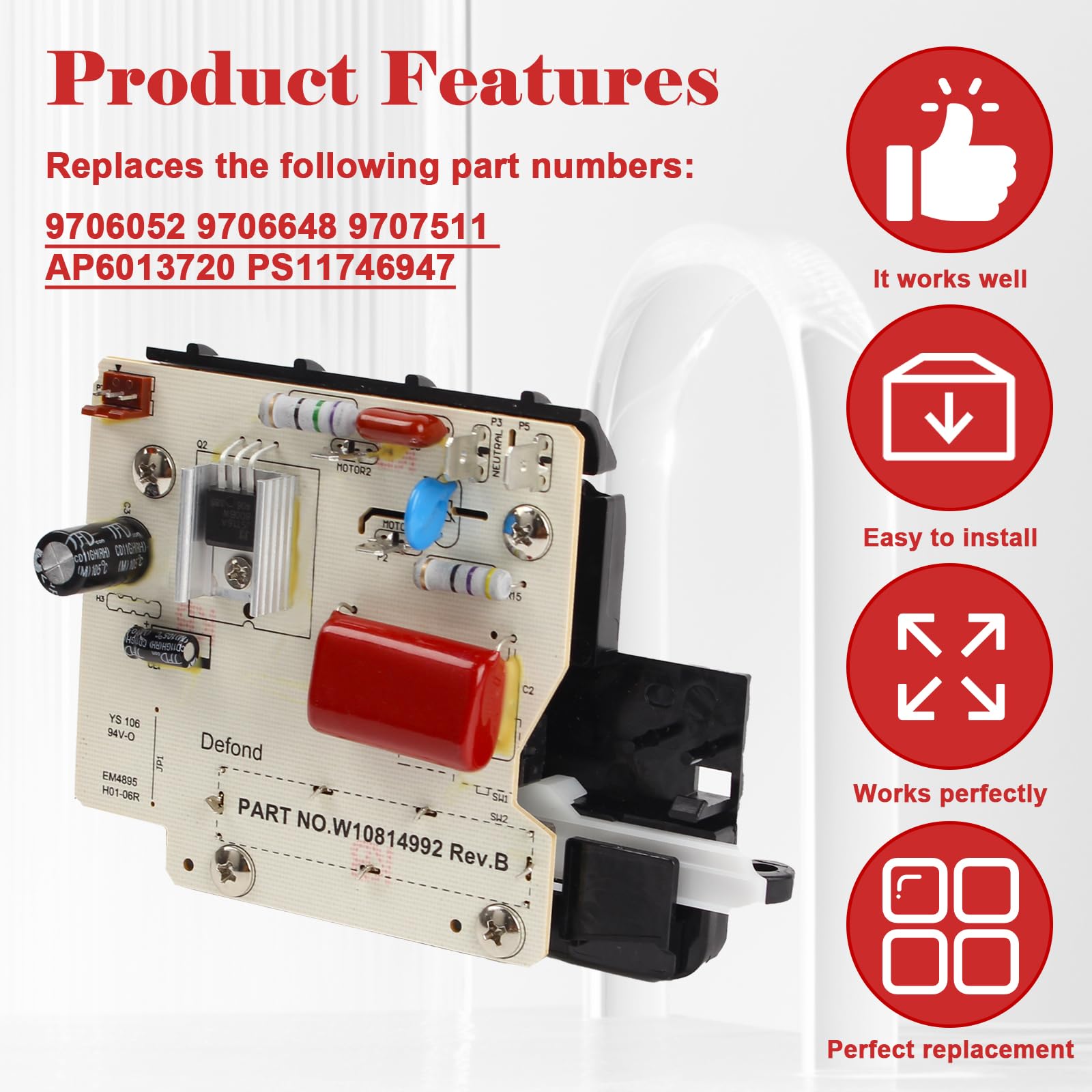 WP9706648 tablero de control de velocidad del mezclador AP6013720 9706648 9706052 9707511 piezas de suministros de cocina pieza original OEM