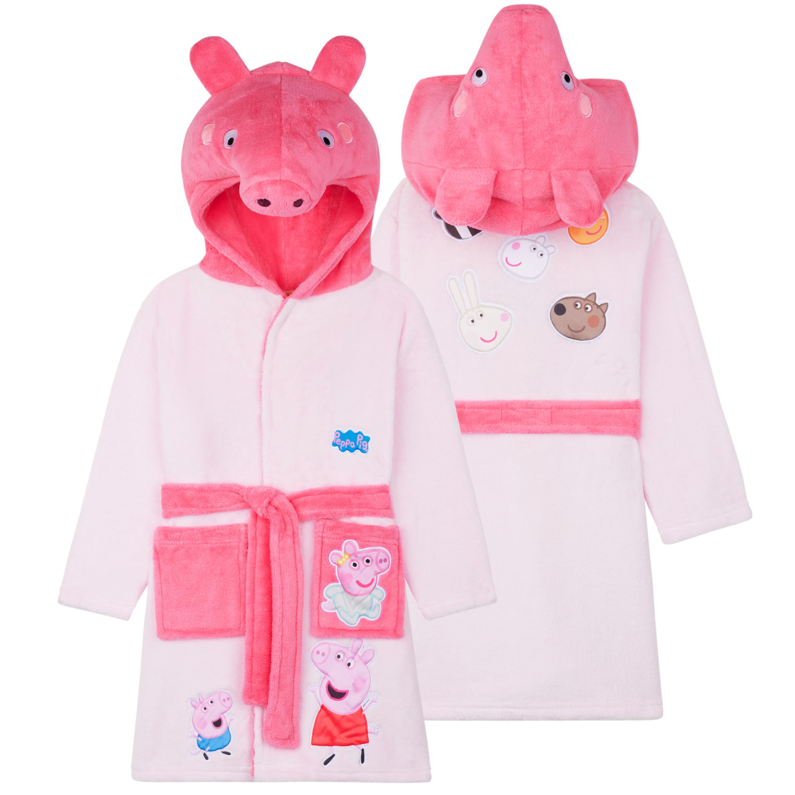 Peppa Pig Robe de Chambre les Tout-Petits et les Filles, Peignoir de bain Polaire à Capuche Ultra Doux, Cadeau Fille