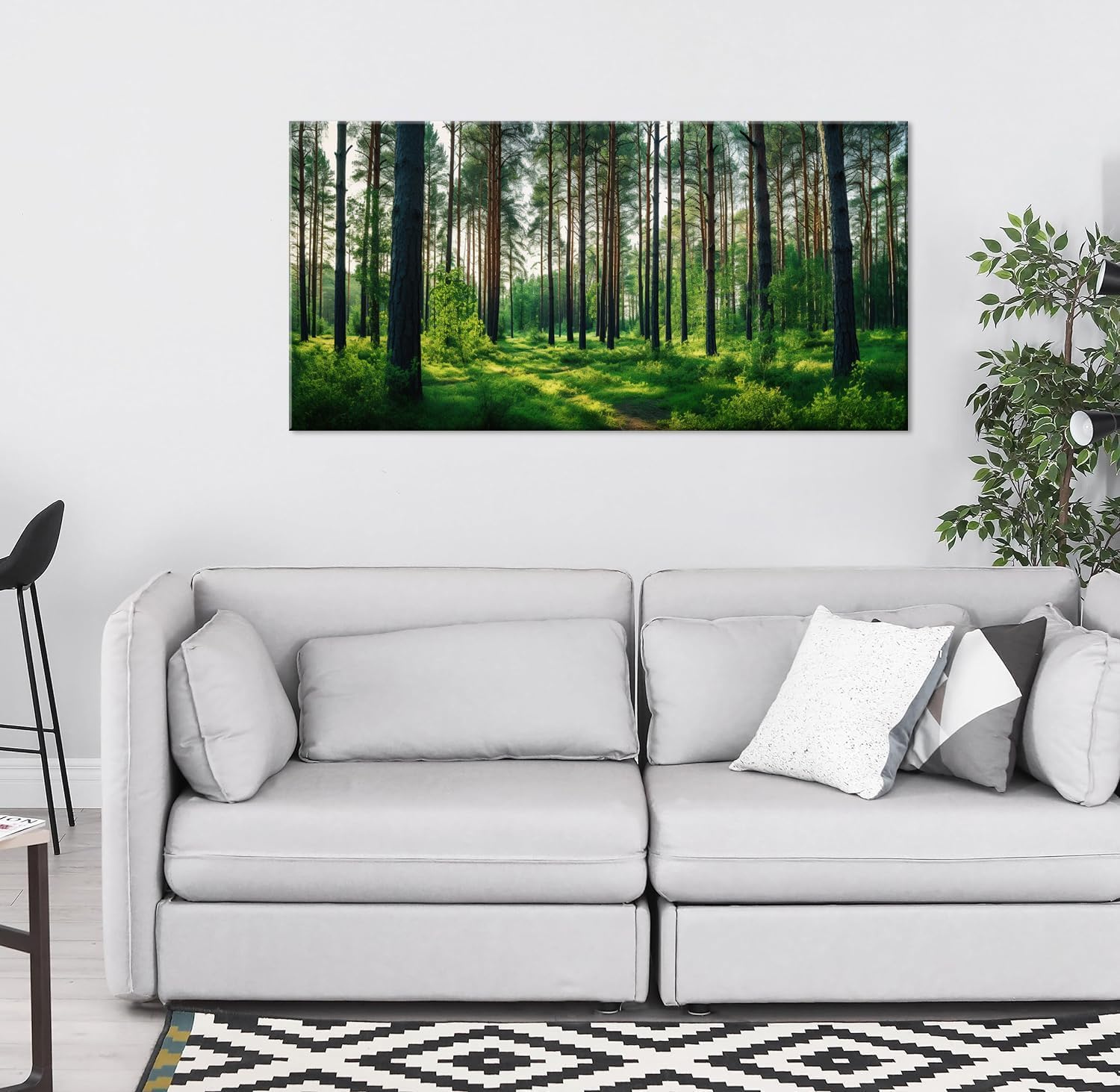 lianyibo Calm Forest Landscape Wall Art Green Canvas Painting Prints Large Scenic Nature Artwork for Living Room Office Decor(70x140cm/Senza cornice)