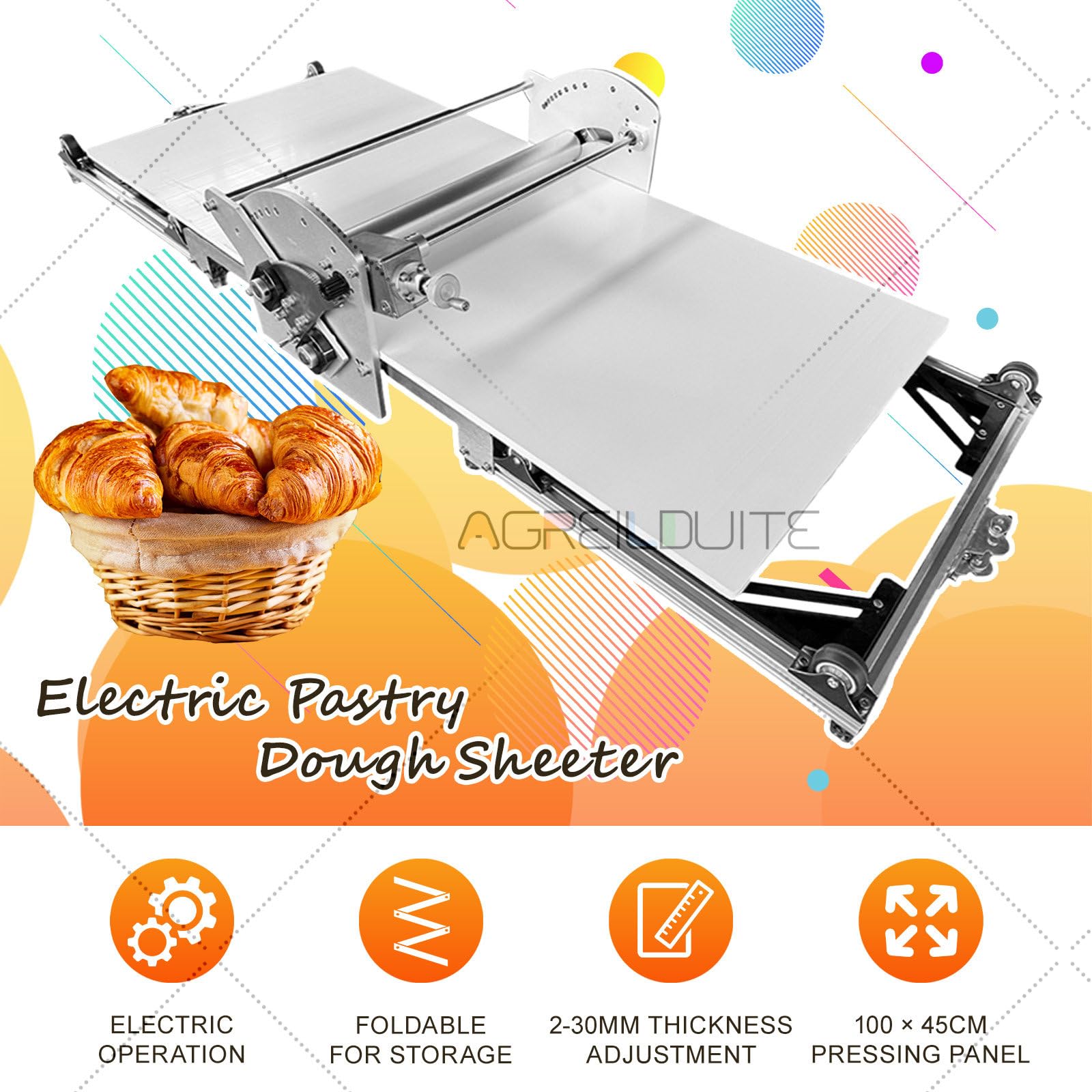 Laminoir électrique commercial réversible pour pâte feuilletée et autres