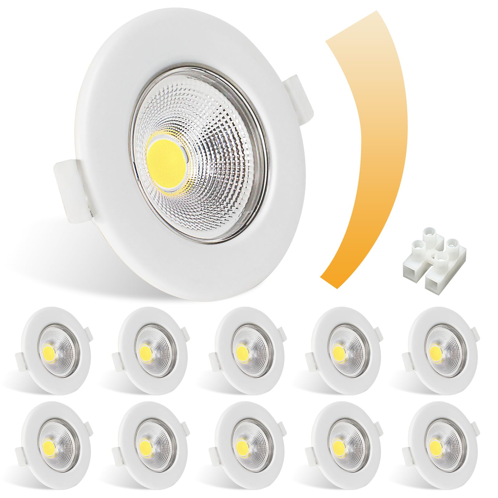 Allesgute 10X LED Downlights Ceiling Dimmable 7W COB Ultra Slim LED Spot Lights for Bedroom Living Room Round White Recessed Ceiling Lights Cool White 600lm