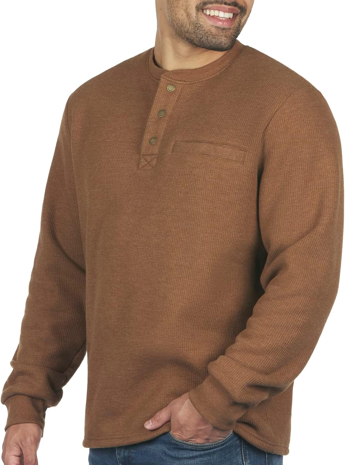 Coleman Long-Sleeve Sherpa Lined Waffle Henley Shirts for Men - Image 3
