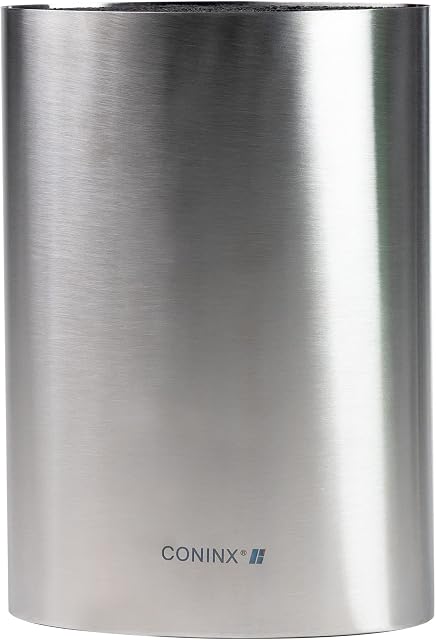 Coninx Stainless Steel Kitchen Knife Block - Modern Oval Kitchen Knife Holder & Universal Knife Block Without Knives - Kitchen Optimizing Knife Block Only - Safe, Stylish Knife Storage for Home