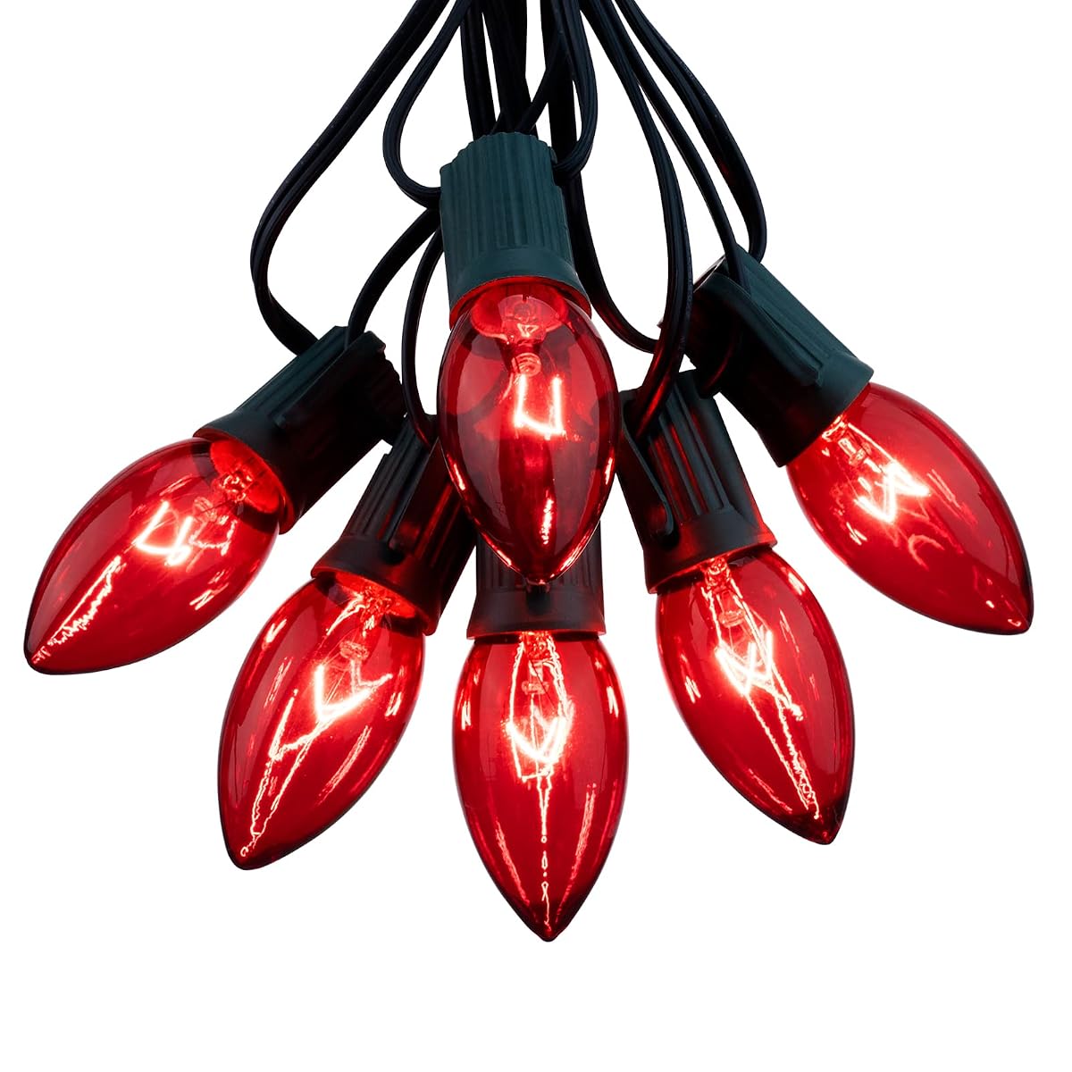 Minetom C9 Christmas String Lights Red Bulbs 25FT Green Wire Vintage Outdoor