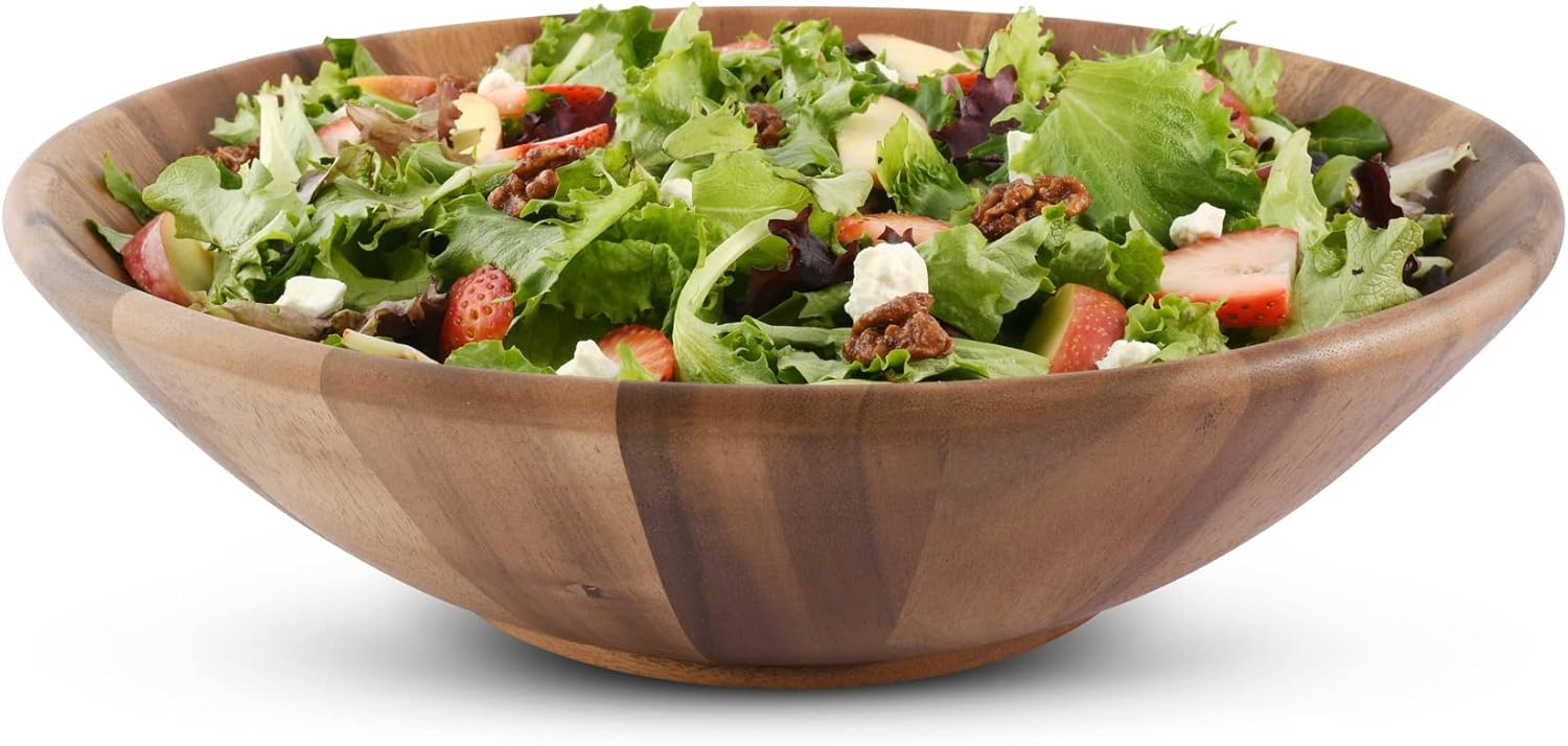 Arthur Court Salad Bowl Acacia Wood Serving for Fruits or Salads Wok Wave Style Extra Large 16 inch Diameter x 4.5 inch Tall - Image 8