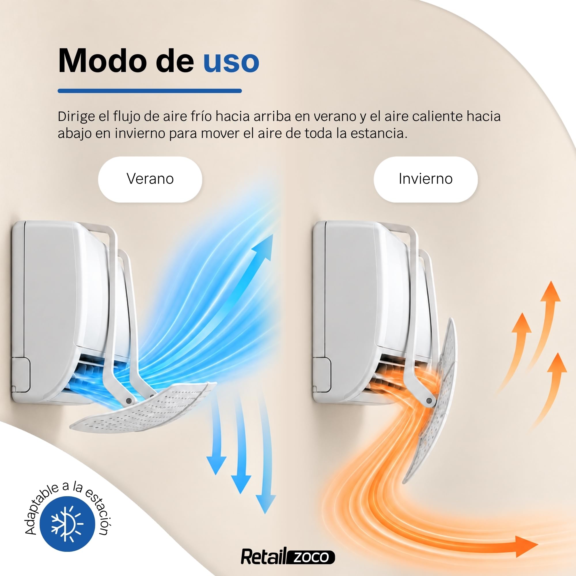 Deflector aire acondicionado,Orientable 180º, retráctil - imagen 5