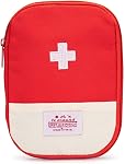 First Aid Bag Tote Empty Small First Aid Kit Bag Outdoor Travel Rescue Pouch First Responder Medicine Bag Pocket Container for Car Home Office Sport Outdoors (Red Foldable)