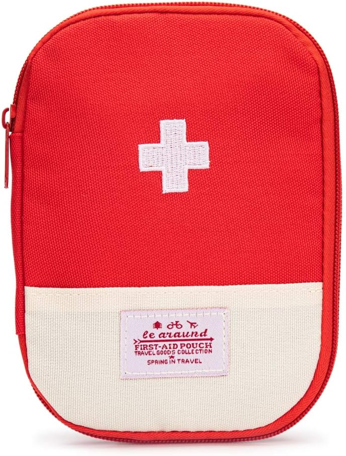 First Aid Backpack Empty Medical First Aid Bag Red Emergency Treatment First Responder Trauma Bag for Preschool Child Care Center Field Trips Camping Daycare (Red with Inside Mesh Bags)