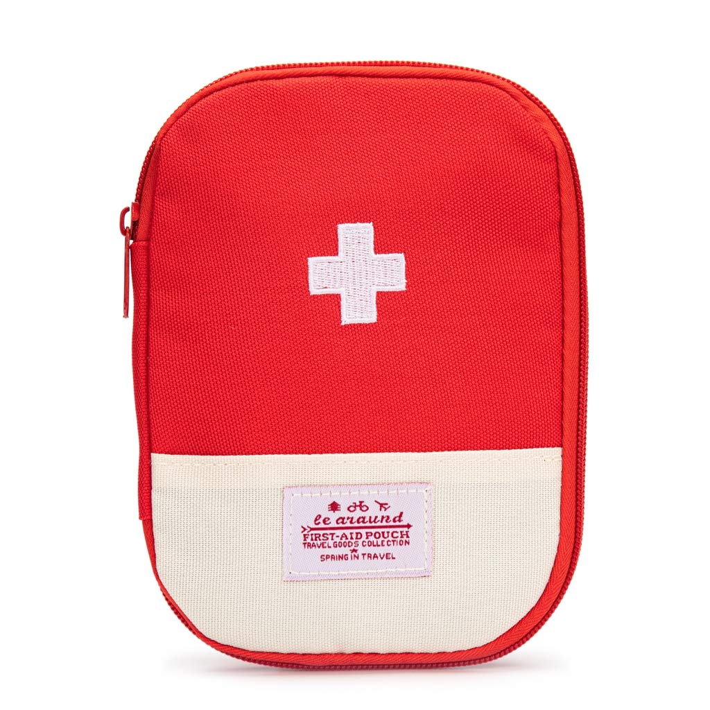 First Aid Backpack Empty Medical First Aid Bag Red Emergency Treatment First Responder Trauma Bag for Preschool Child Care Center Field Trips Camping Daycare (Red with Inside Mesh Bags)
