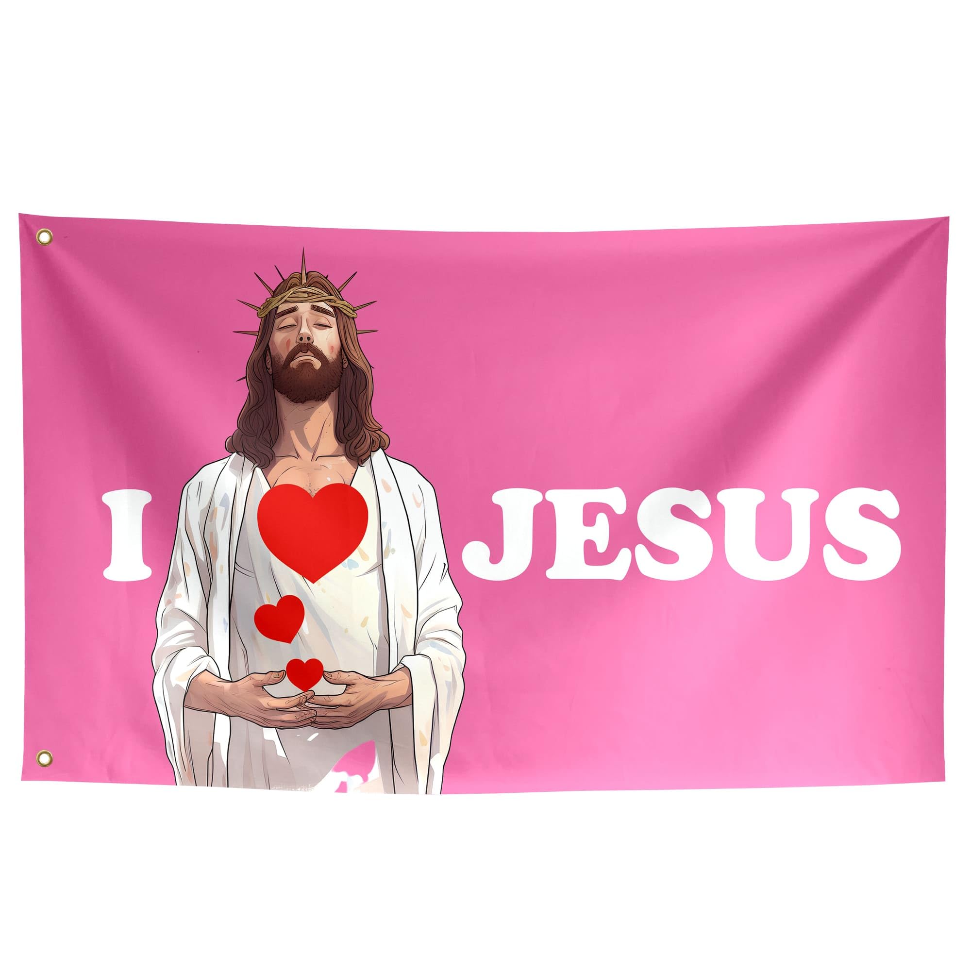 ToFlagify Lustige Flagge „Jesus Loves You“ – 90 X 152 Cm, Polyester, Für Zimmer, Party & Dekoration