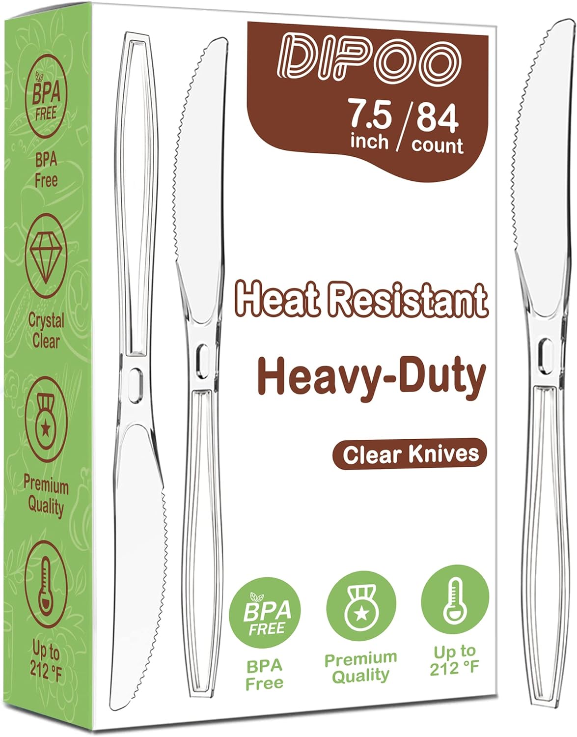 7.5″ Heavy-Duty Clear Plastic Knives – BPA-Free, 84 Count