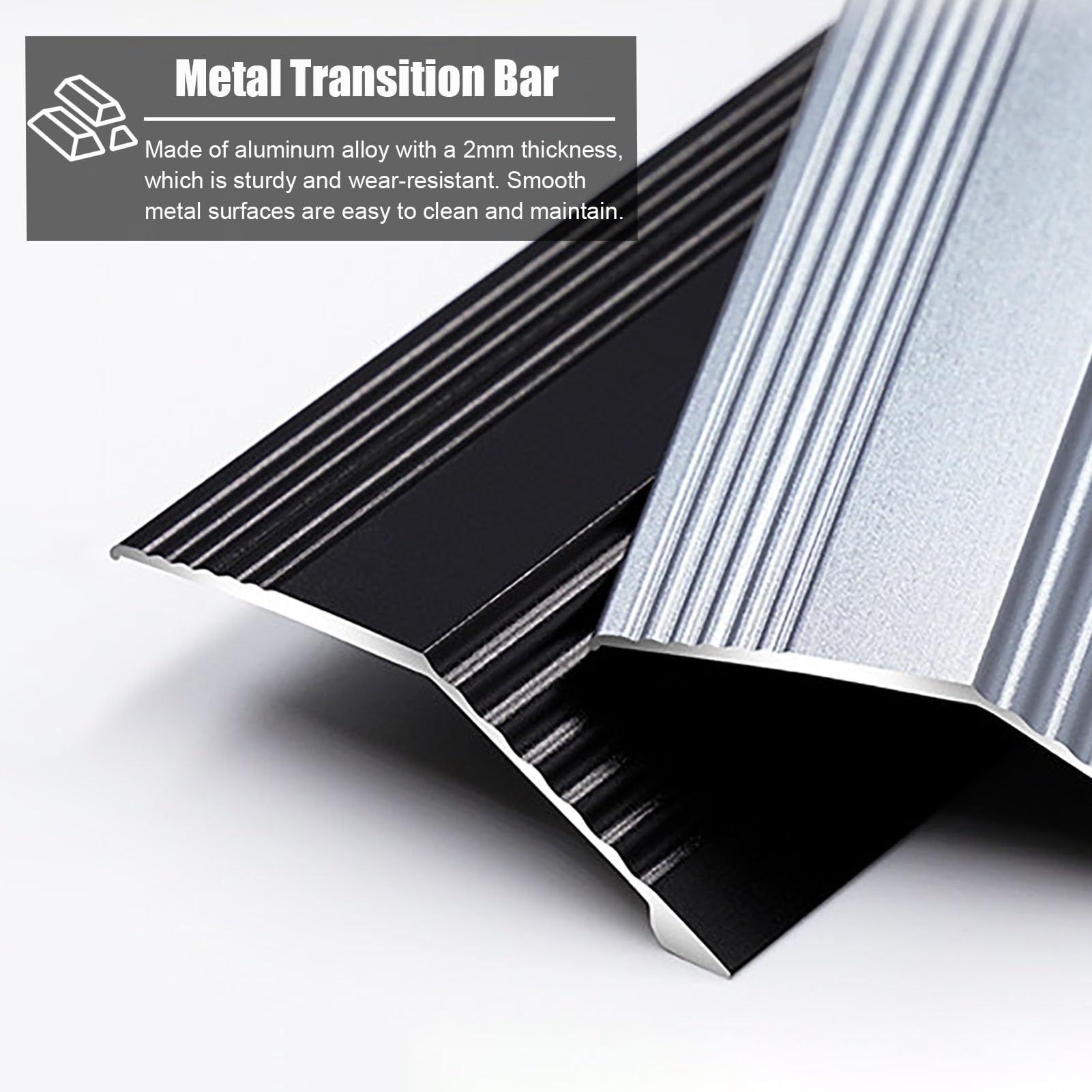 Profilo di Transizione Pavimento Riduttore di Soglia Antiscivolo Metallo | Barra Divisoria per Rampa da Pavimento in Legno a Laminato, Profilo di Transizione in Alluminio Resistente per Pavimenti