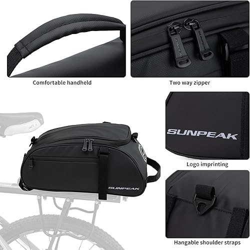 Miniatura 4 de Sunpeak Bolsas de carga para asiento trasero de bicicleta, resistente al agua, maletero, alforjas de viaje, es para compras de comestibles de