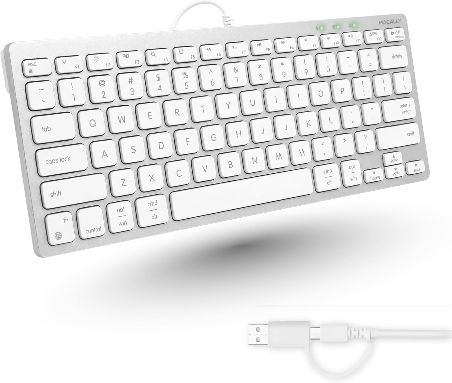 Macally USB C Wired Keyboard for Mac (USB C + USB A) โ Compatible Keyboard for MacBook Pro/Air, iMac & MacMini โ Compact Mac Keyboard