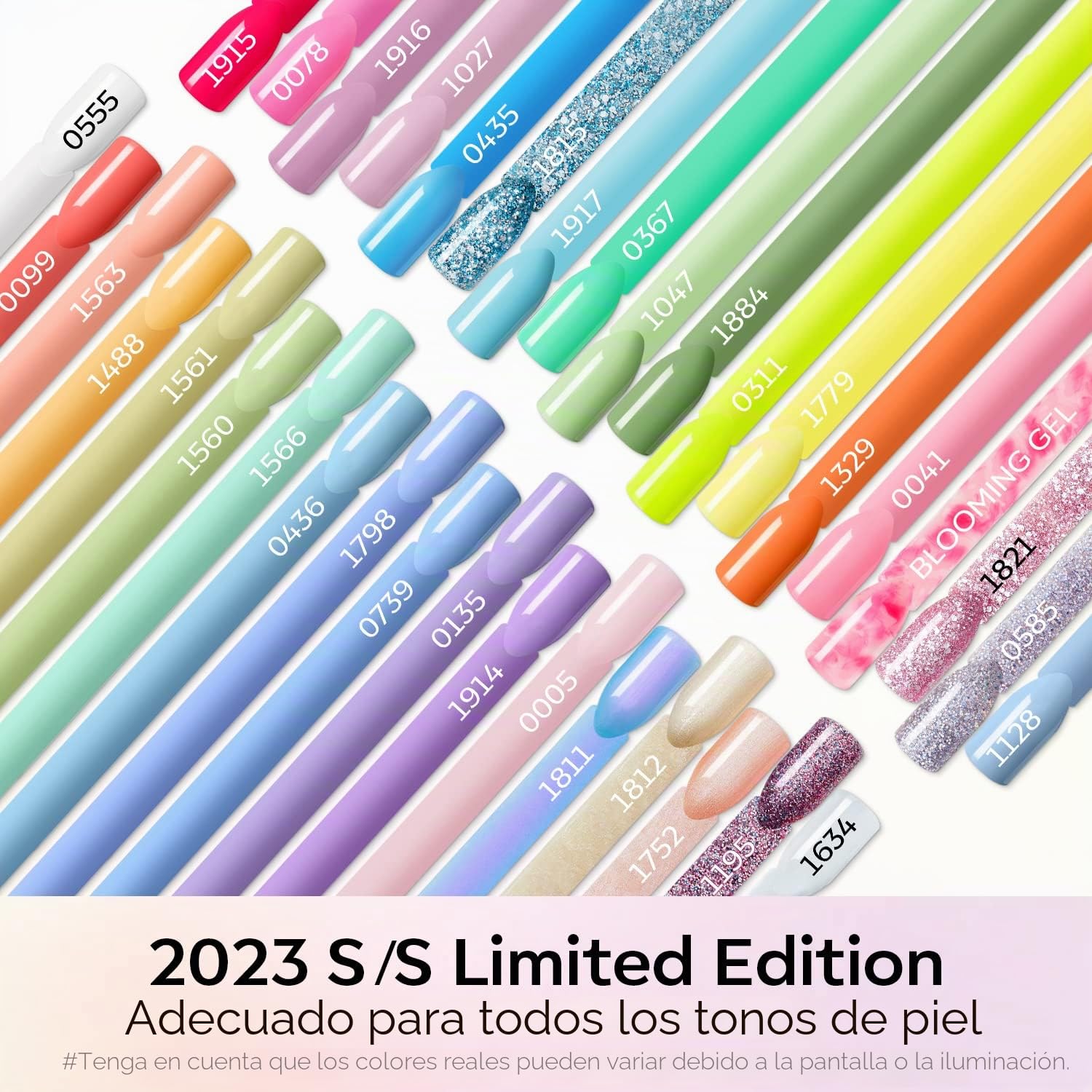 Modelones 40Pcs Esmalte de uñas de gel, 36Pcs Pastello Dreamy Collection Macaron Glitter esmalte de uñas de gel pastel Soak Off de verano, 4Pcs Nail Primer Base Matte Glossy Top Coat
