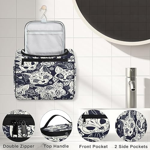 Miniatura 4 de Skull Fun Pattern Toiletry Bag for Women Travel Makeup Organizer with Hanging Hook Traveling Cosmetic Bags for Toiletries Accessories