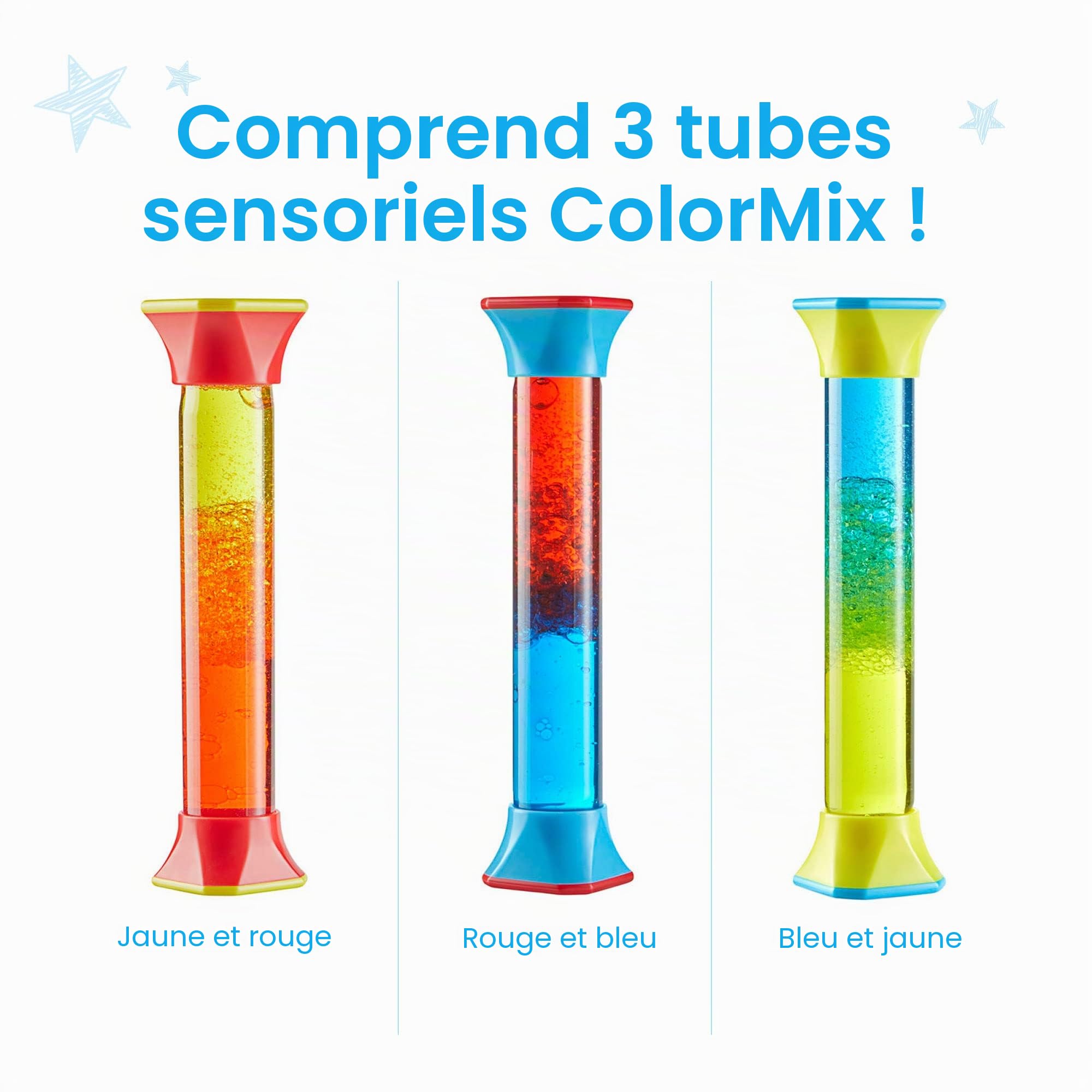 Jeu de trois tubes sensoriels de mélange des couleurs de Learning Resources, jouet pour soulager l’anxiété, jouets d’ergothérapie, jouets à manipuler pour enfants