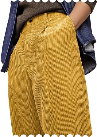 Mens Corduroy Dress Pants Straight Leg High Waisted Casual Long Trousers