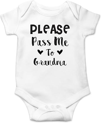 AW Fashions Please Pass Me To Grandma Baby Bodysuit Funny Adorable Newborn Clothes for Boys, Girls, Unisex