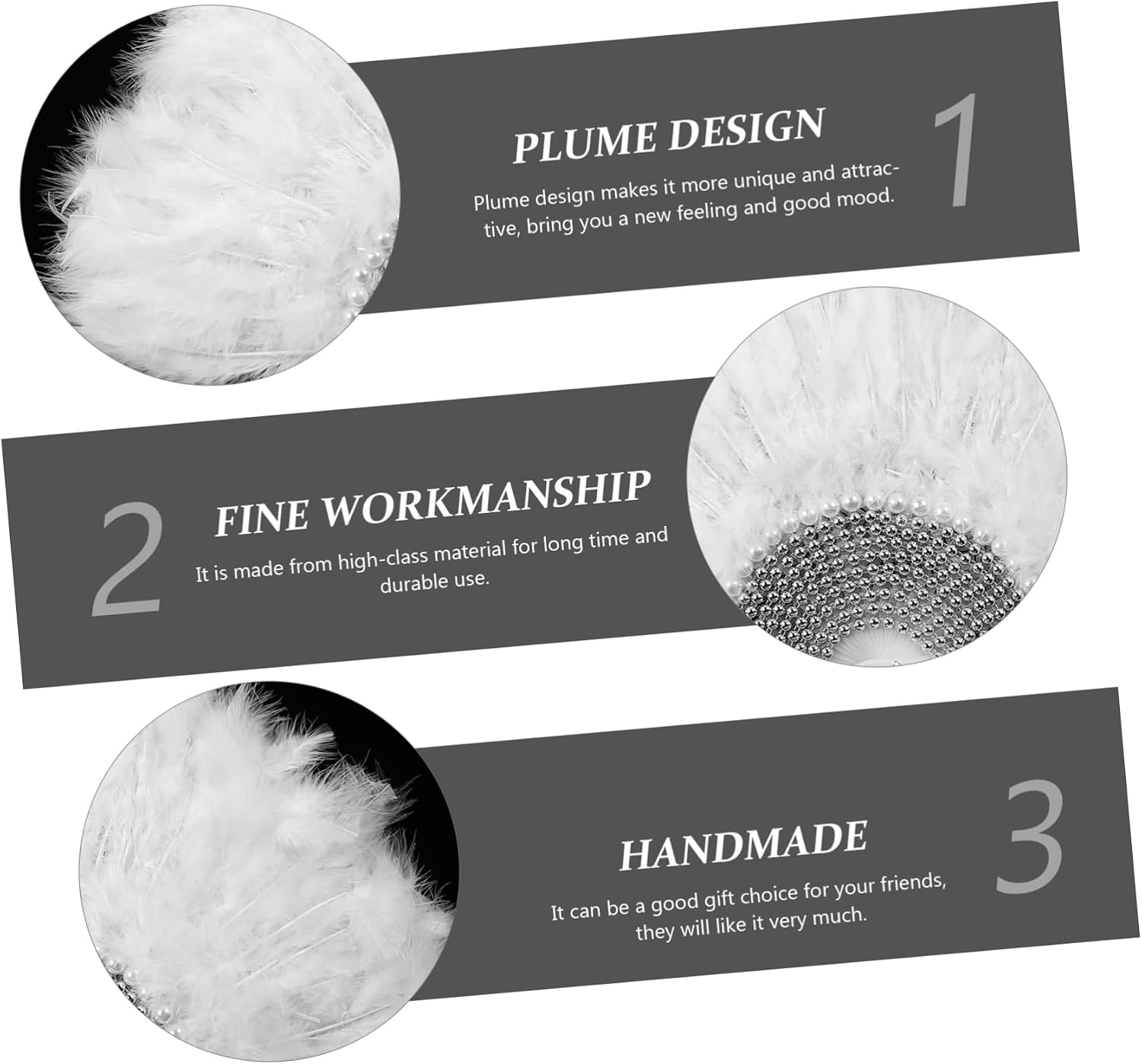 Ciieeo 2pcs Bridal Plume Fan Handheld Wedding Accessory Elegant for Stage Shows Unique Decorative Fan for Brides and Guests for Celebrations and Photography