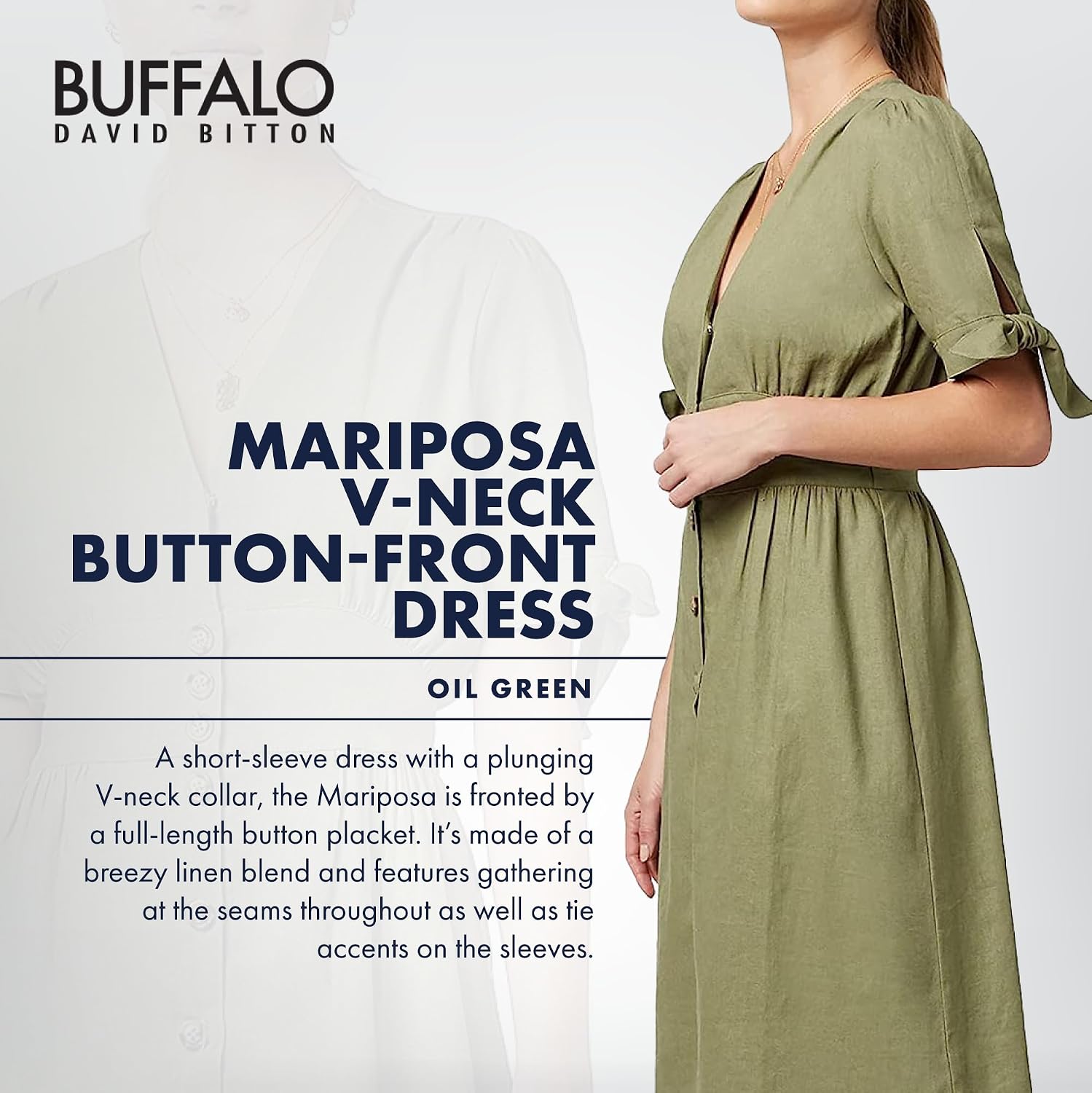 Buffalo David Bitton Women's Mariposa V Neck Button Front Dress 2