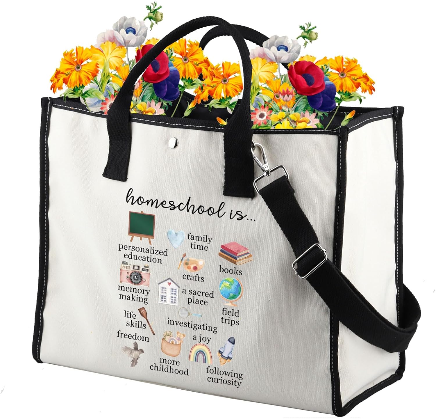 PWHAOO Homeschool Mom Tote Bag Homeschool Life Tote Bag Home School Teacher Gift Mother's Day Gift