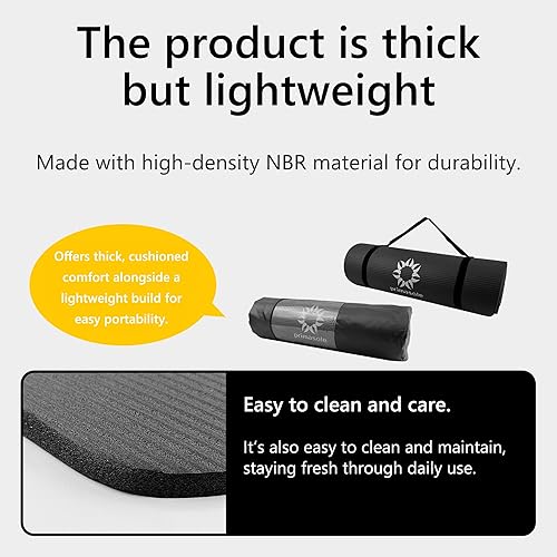 Miniatura 4 de Primasole Esterilla de yoga NBR extra gruesa de 12 pulgada con estabilidad mejorada, diseño texturizado, tapete ligero con correa de transporte y