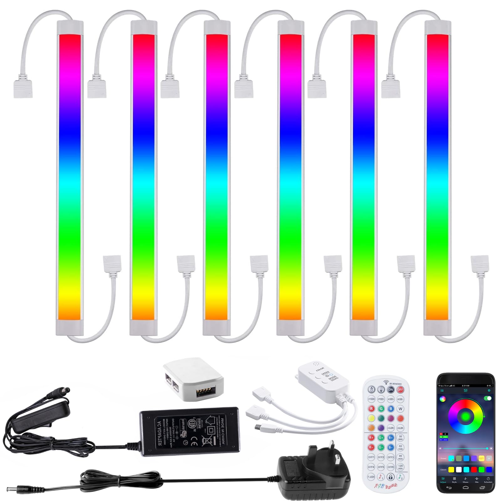 LABOREDUCER RGB Under Cabinet Lights,6 Pack 10 Level Brightness