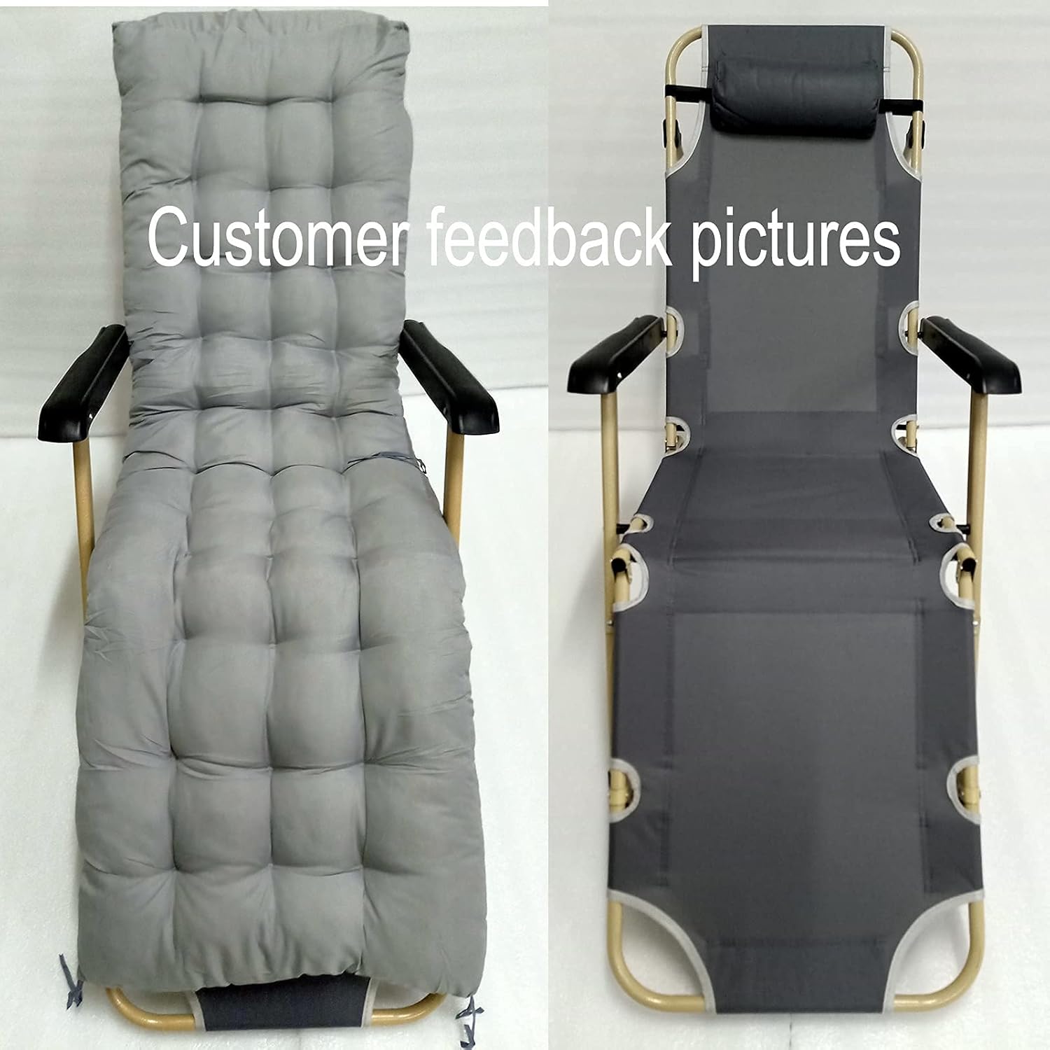 JATIBOSH Reclining Chair Folding Zero Gravity Lounge Chair Oversize XL, Deck Chairs Cotton Cushion for Garden Outdoor Patio Sun Loungers Bed Recliner Loading up to 300kg with Head Pillow