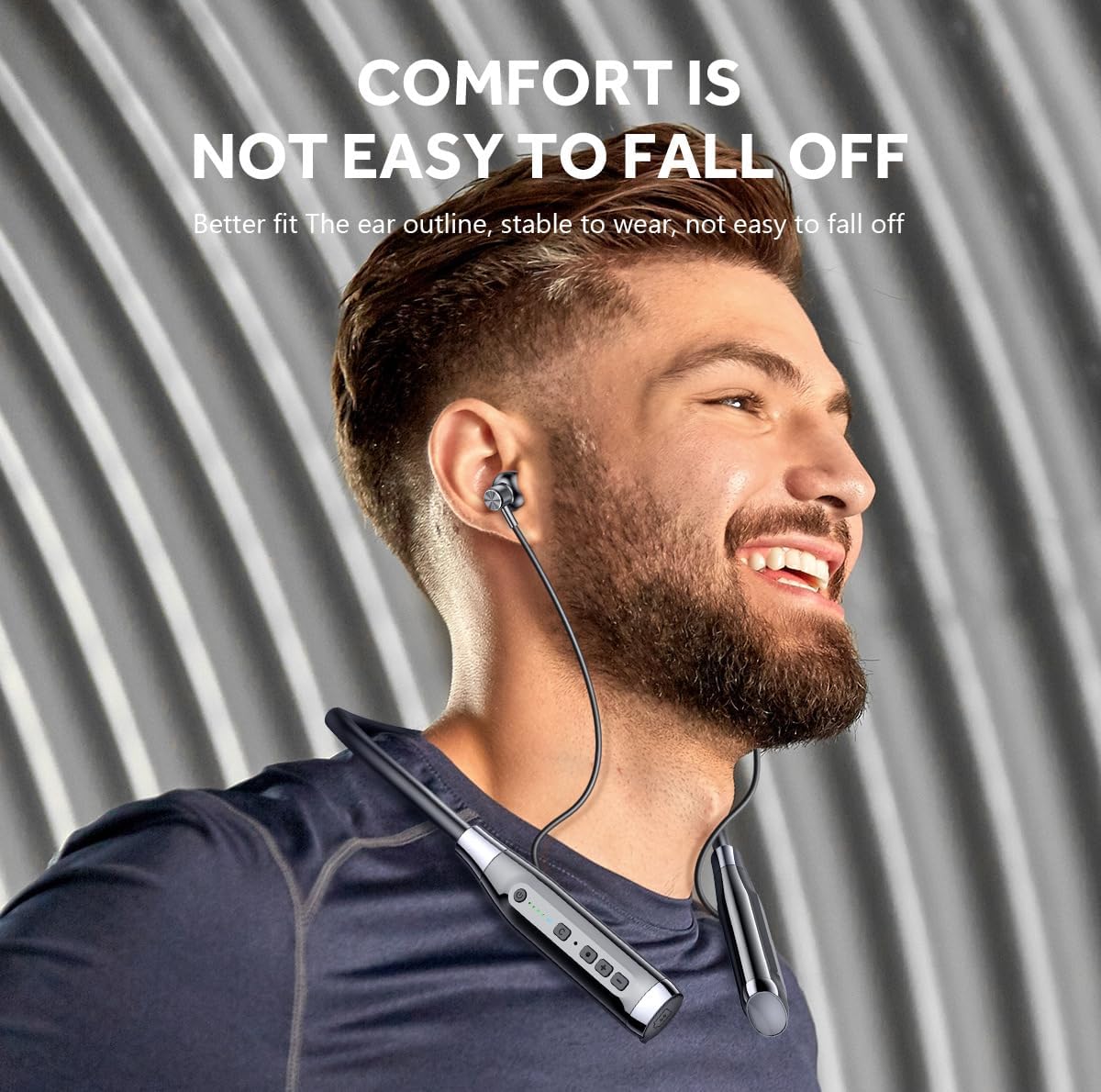 Neckband Bluetooth Headphones 100H Playtime IPX6 Waterproof Earbuds Magnetic in-Ear Wireless Earbuds Deep Bass Headset Wireless Stereo Neckband with Microphone for Sports/Workout/Office - Image 2