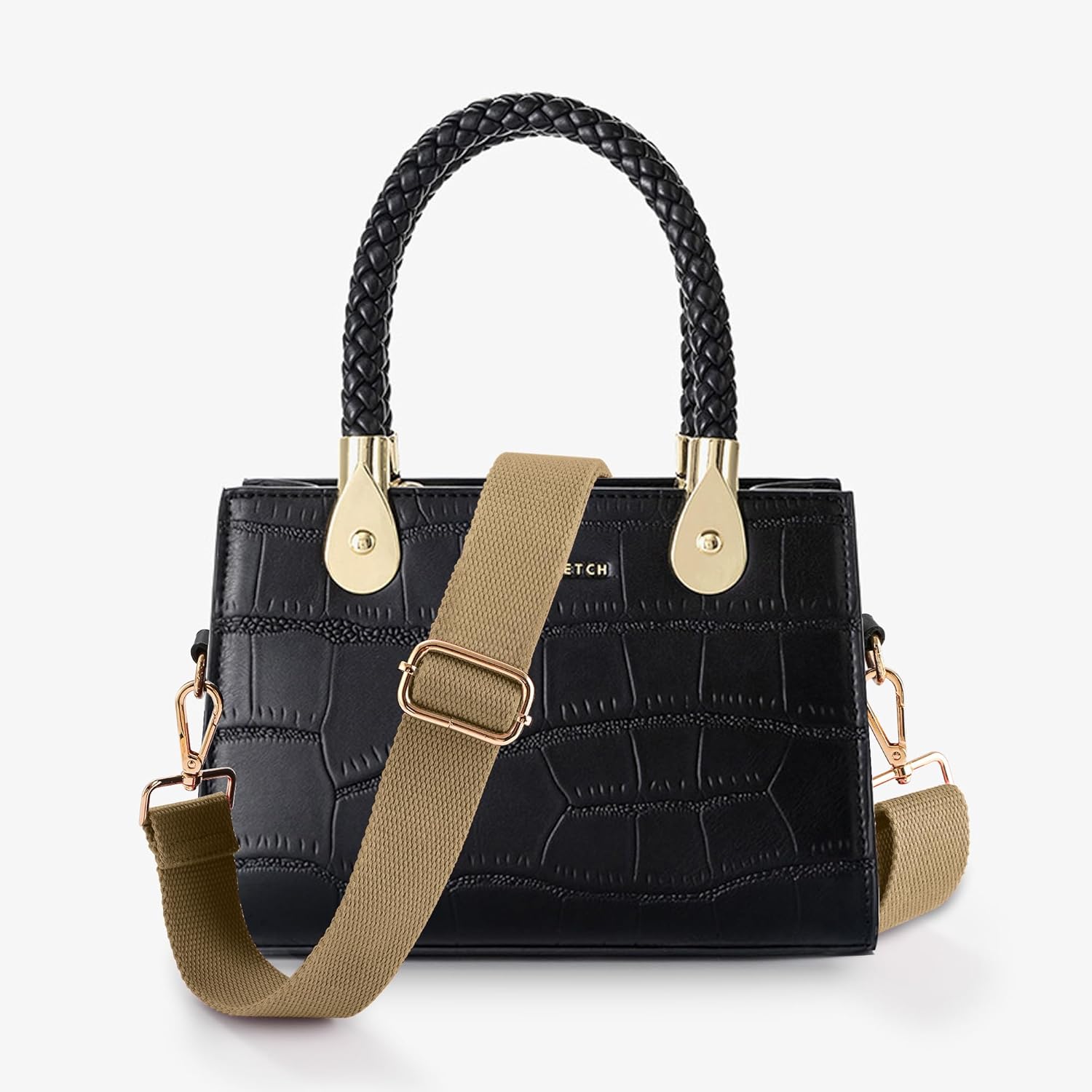 Wide Purse Strap Replacement Crossbody Shoulder Bag, Universal Adjustable Straps for Bags, Gold Buckle - Khaki - Image 2