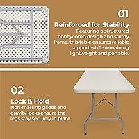 Vista 7 de OEF Furnishings Mesa plegable resistente de 8 pies, 30 x 96 pulgadas, gris claro