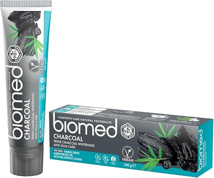 Biomed Triple Charcoal 98% Natural Whitening Toothpaste | Gum Care, Bamboo Charcoal | Vegan, SLES Free 100g