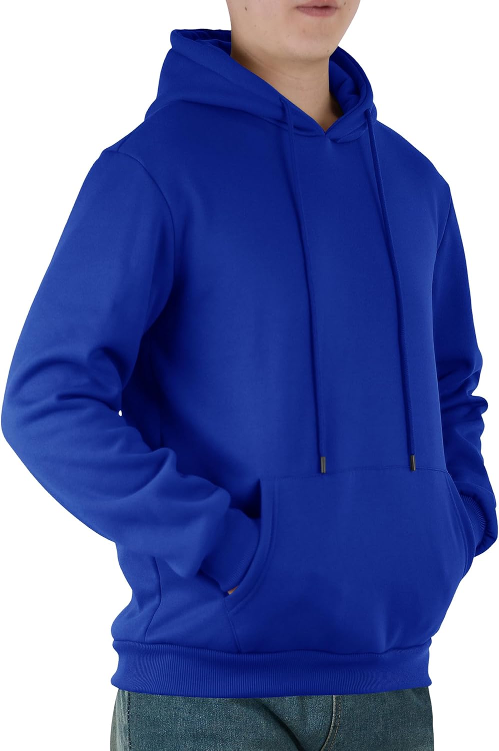 Mens Hooded Sweatshirt Casual Long Sleeve Fleece Hoodies Drawstring Workout Pullover with Kanga Pocket