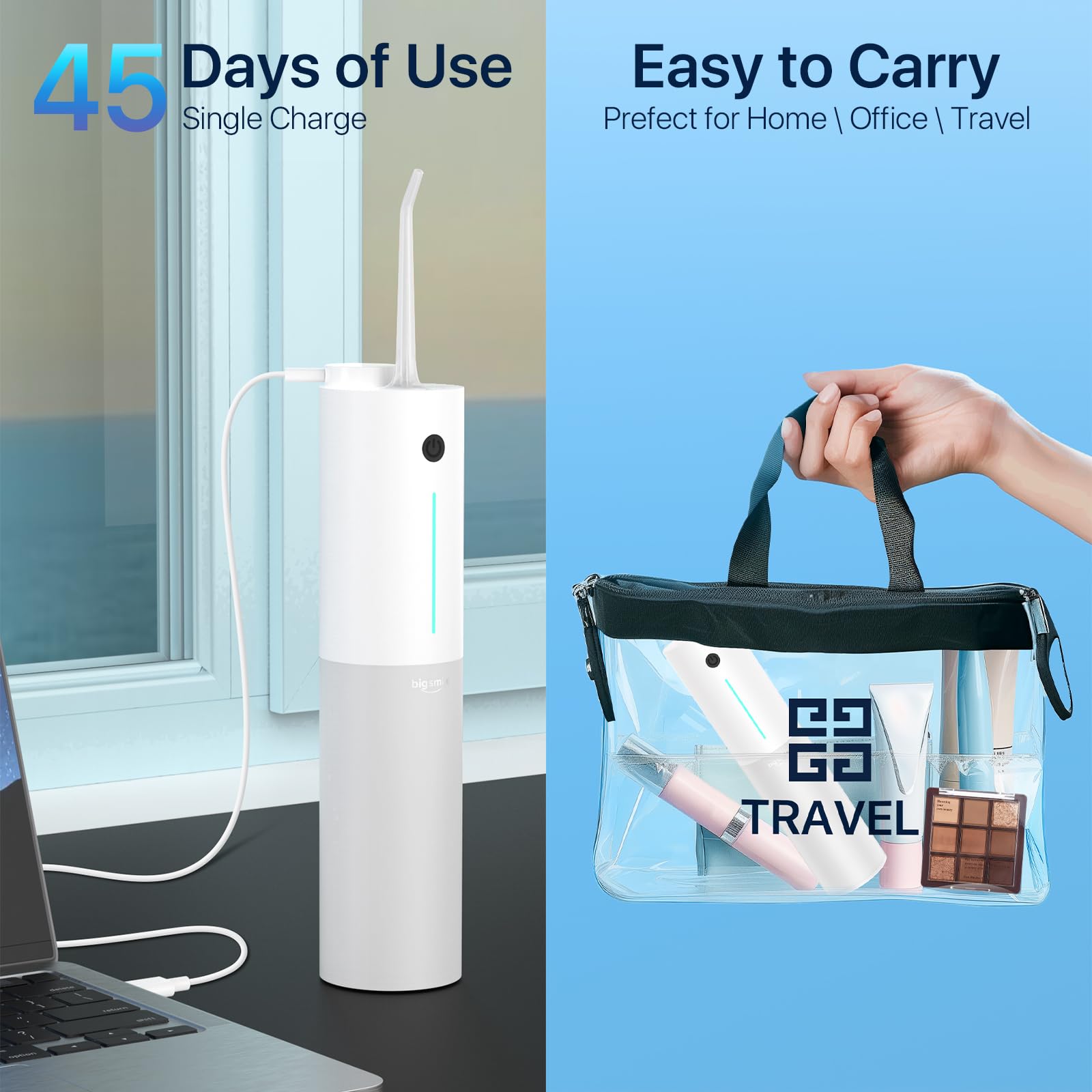 Water Flosser Safe Amígdala removedor de piedras para evitar el mal aliento, color blanco | Máquina de hilo dental portátil inalámbrica recargable de viaje, imprescindible para frenos, puentes, IPX7