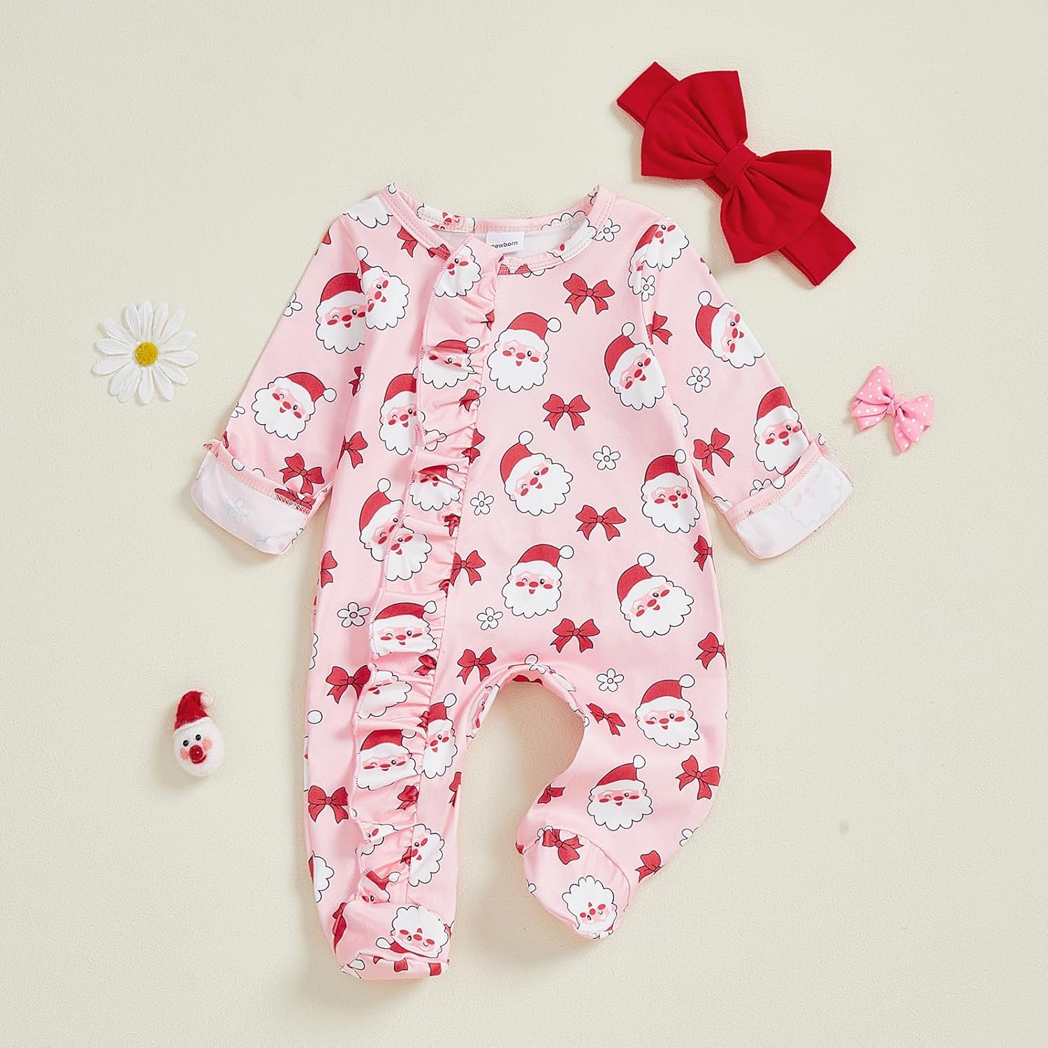 FYBITBO My First Christmas Baby Girl Outfit Newborn Ruffle Romper Jumpsuit Infant Coming Home Outfit Fall Winter Clothes - Image 4