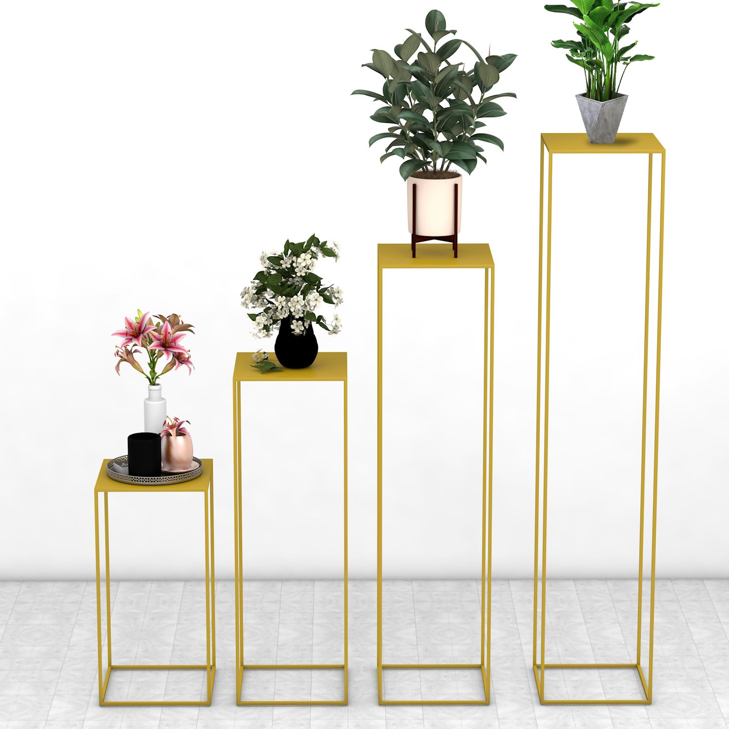 Fiita 2/10 Stück Asen Für Hochzeitstafeln 40/60/80/100 Cm Hohe Metallblumenvase Saeule Rechteckiger Blumenstaender Fuer Partytischdekorationen Hochzeiten Geometrischer Tischaufsatzstaender 4650342382