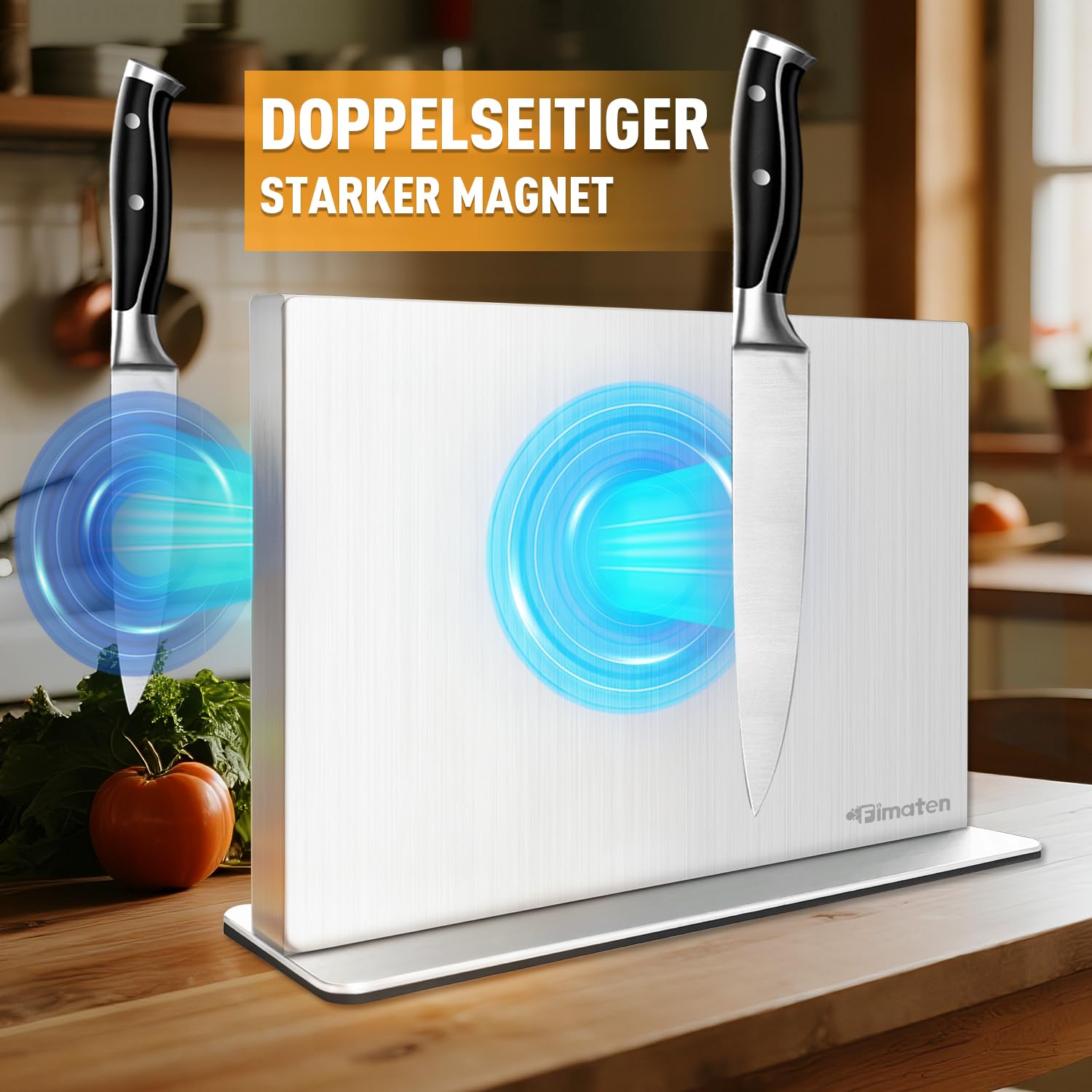 Messerblock Magnetisch ohne Messer, Magnet Messerblock aus Edelstahl, Doppelseitig Magnetischer Messerhalter, Unbestückt Messerblöcke Universal Magnetic Knife Block für Küchenmesser, 30x21,5cm