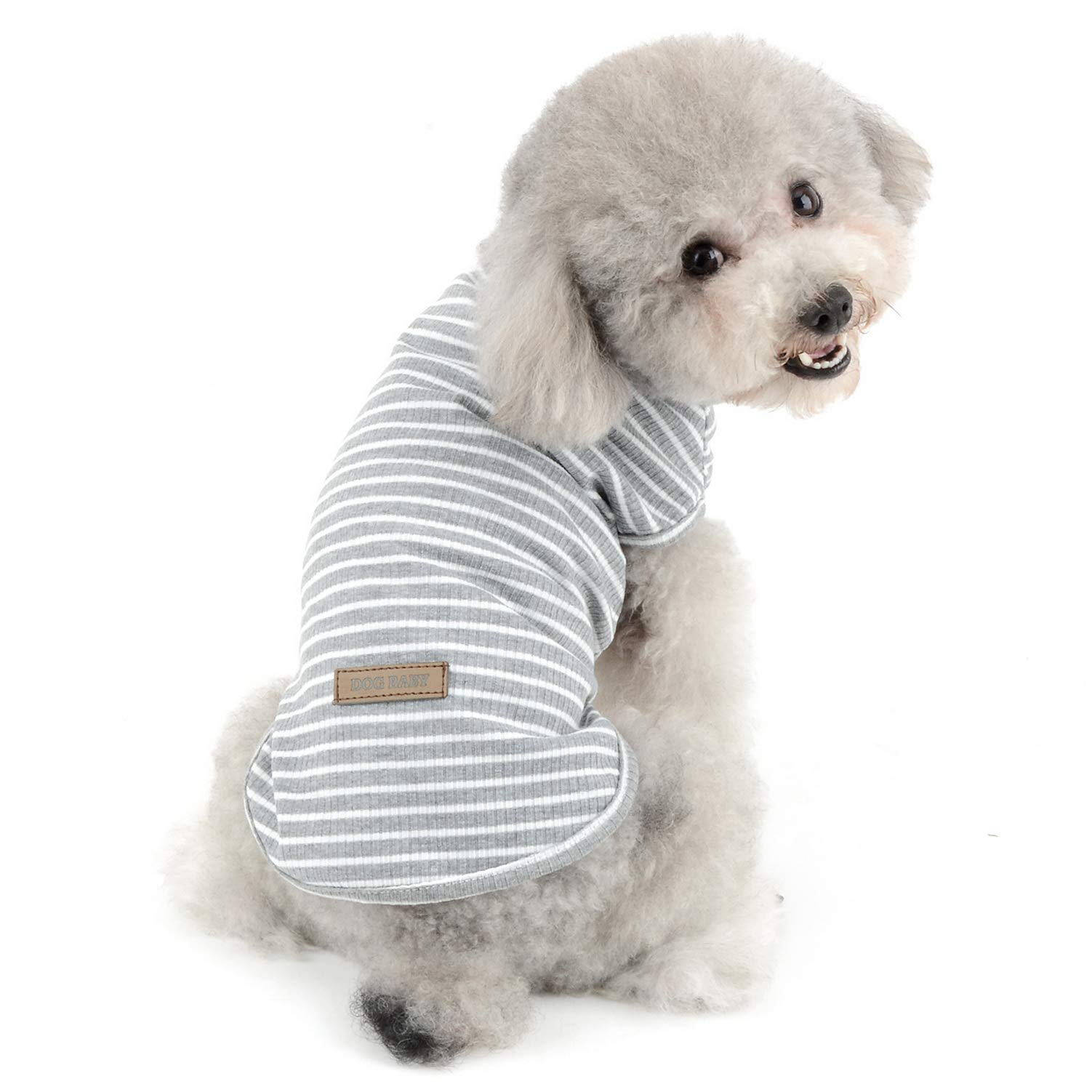 SELMAI Striped Dog Shirt T-Shirts for Small Dogs Cats Puppies Soft Cotton Short Sleeves Summer Tee Vest Clothes Breathable Pet Apparel for Chihuahua Boys and Girls Daily Wear in Hot Weather Gray XL